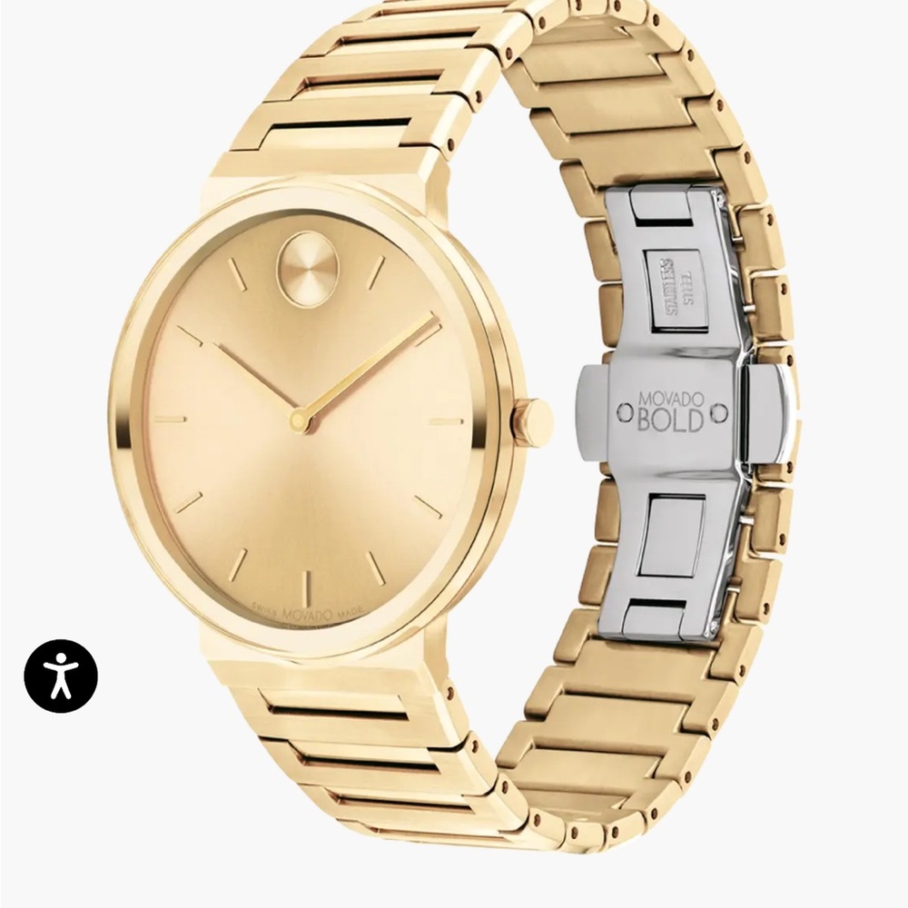 Brand New Movado Bold all gold watch unisex 
With box and paperwork